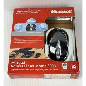 Microsoft Wireless Laser Mouse 5000 Black USB Receiver 1000 DPI